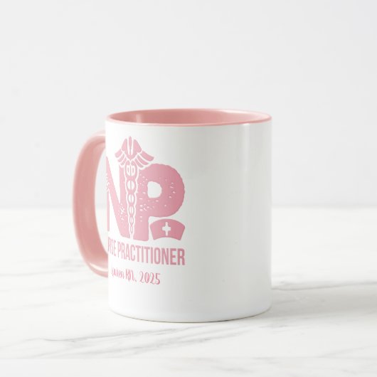 ナース開業医パーソナライズされたピンクコーヒーマグ マグカップ (正面左)
