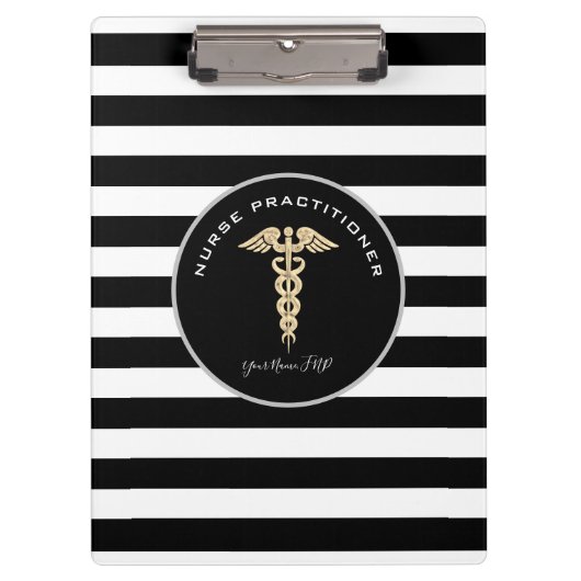 ナース開業医用白黒モノグラム クリップボード (正面)