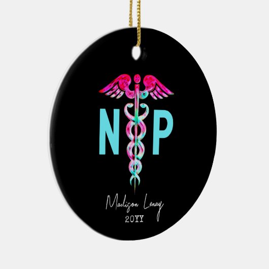 ナース開業医NPピスタイリッシュンクパーソナライズされた セラミックオーナメント (右)