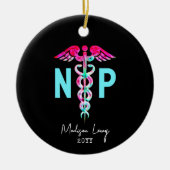 ナース開業医NPピスタイリッシュンクパーソナライズされた セラミックオーナメント (正面)