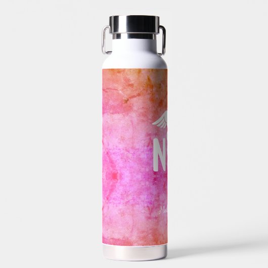 ナース開業医NPピンクメディカルパーソナライズされた ウォーターボトル (正面)