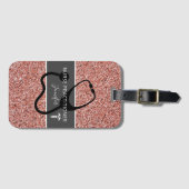 ナース開業者バラ金ゴールドパーソナライズされたグリッター ラゲッジタグ (正面横)
