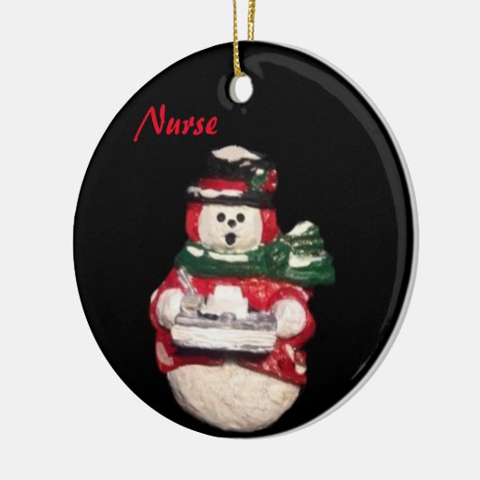 ナース雪だるまコレクタークリスマス セラミックオーナメント (左)