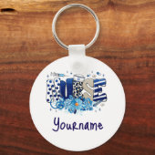 ナース青はっきりした色の動物のパターン、花 キーホルダー (正面)