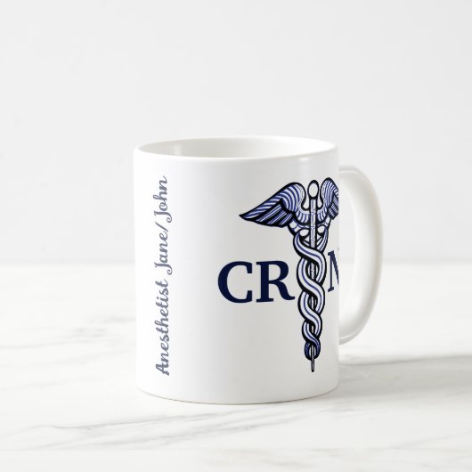 ナース麻酔科カドゥセウスのカスタマイズ可能な名前11oz コーヒーマグカップ (正面右)
