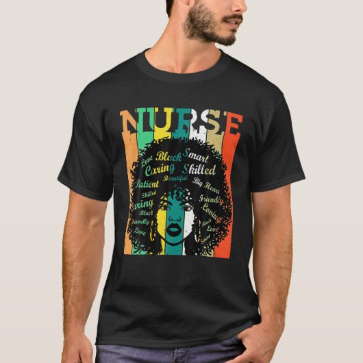 ナース黒人女性魔法アフロメラニンクイーンブラックH Tシャツ (正面)