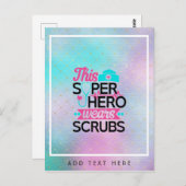 ナース – このスーパーヒーローはスクラブを着用 – 名前を追加 ポストカード (正面/裏面)