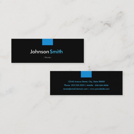 ナース – アクアブルーコンパクト スキニー名刺 (正面/裏面)