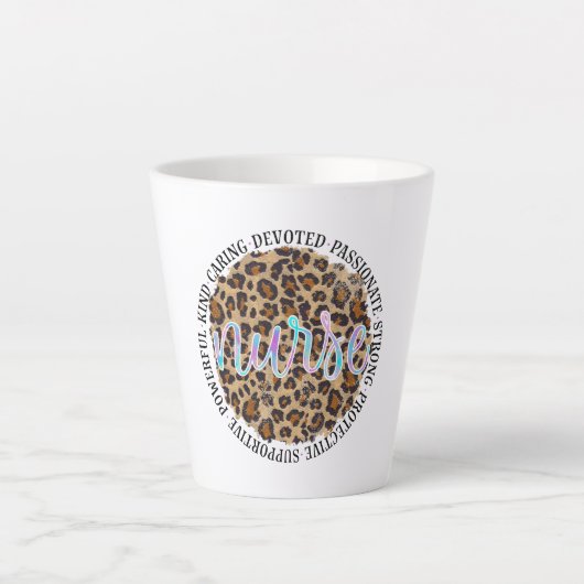 "ナース" & インスパイアの特徴 – Leopard Print カフェラテマグ (正面)
