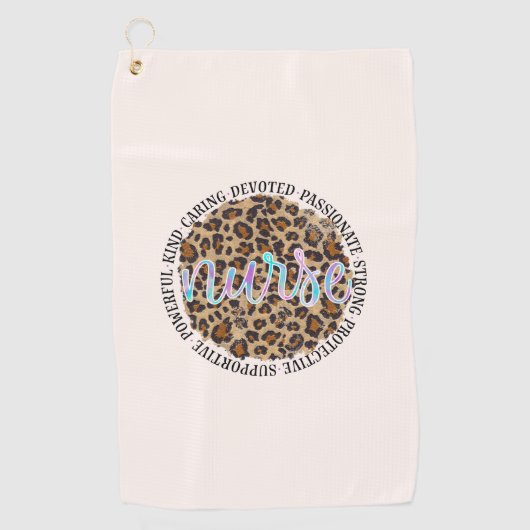 "ナース" & インスパイアの特徴 – Leopard Print ゴルフタオル (正面)