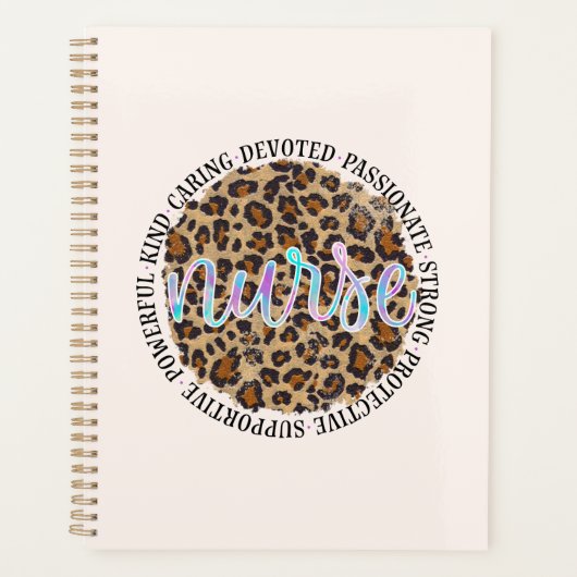"ナース" & インスパイアの特徴 – Leopard Print プランナー手帳 (正面)