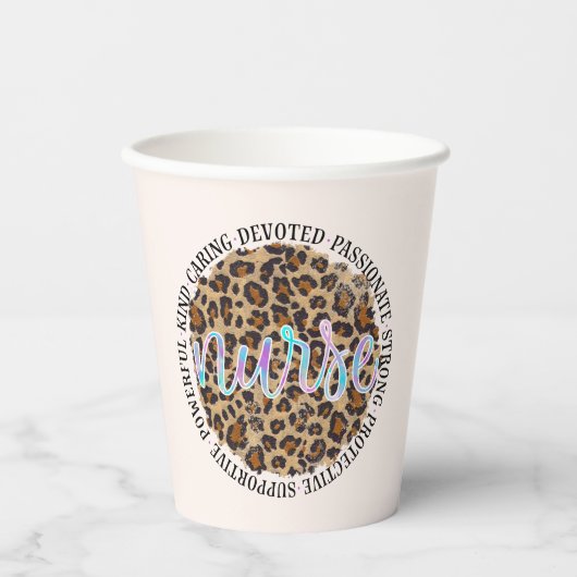 "ナース" & インスパイアの特徴 – Leopard Print 紙コップ (正面)