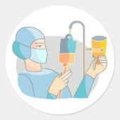 ナース・イン・スクラブ・ステッカー ラウンドシール (正面)