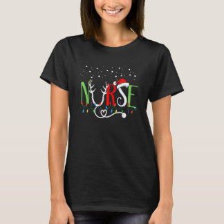 ナース クリスマス サンタ 帽子 スノー 聴診器 トナカイ Tシャツ
