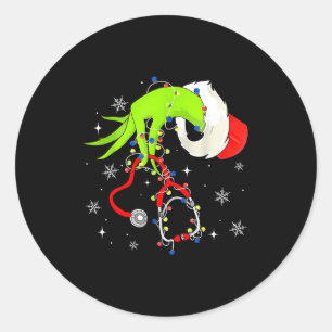 ナース クリスマス ステethoscope ナース Xmas パジャマ サンタ ラウンドシール