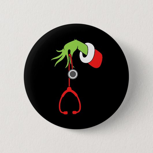 ナース クリスマス ステethoscope 看護師 Xmas パジャマ Pj 缶バッジ (正面)