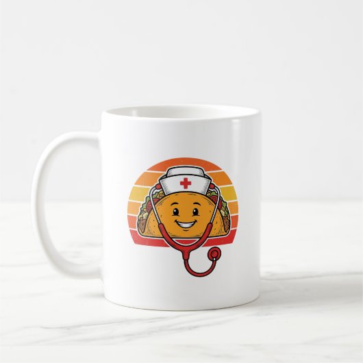 ナース タコ レトロ ヴィンテージ 彫刻デザイン 1 コーヒーマグカップ (左)