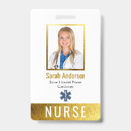 ナース フォト ロゴ バーコード 偽 ゴールド エレガント クラシック バッジ
