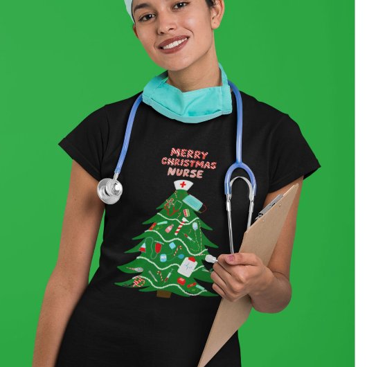 ナース メリークリスマスツリー Tシャツ