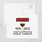 ナース..ワインのために働く ポストカード (正面/裏面)