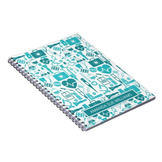 ナース/医学生 – 名前の追加/モノグラム ノートブック (右側)