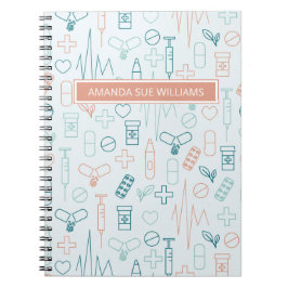 ナース/医学生 – 名前を追加/モノグラム ノートブック