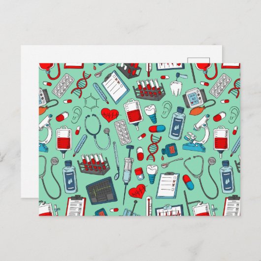 ナース、医師、医療プロフェッショナルをテーマ ポストカード (正面/裏面)