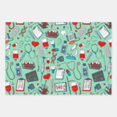 ナース、医師、医療プロフェッショナルをテーマ ラッピングペーパーシート (正面)