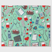 ナース、医師、医療プロフェッショナルをテーマ ラッピングペーパー (フラット)