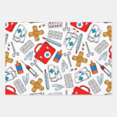 ナース、医師、医療、医療をテーマ ラッピングペーパーシート (正面)