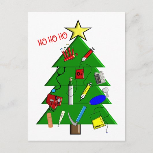 ナース/医療スタッフクリスマスカードとギフト シーズンポストカード (正面)