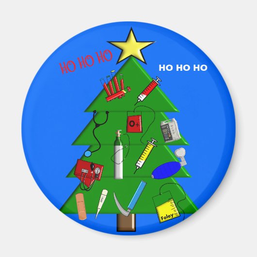 ナース/医療スタッフクリスマスカードとギフト マグネット (正面)