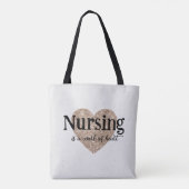 ナース、医療、「介護はハートの仕事」 トートバッグ (裏面)