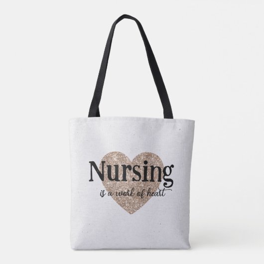 ナース、医療、「介護はハートの仕事」 トートバッグ (裏面)