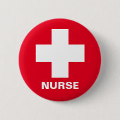 ナース&応急処置、クロス、救急車、医師 缶バッジ (正面)