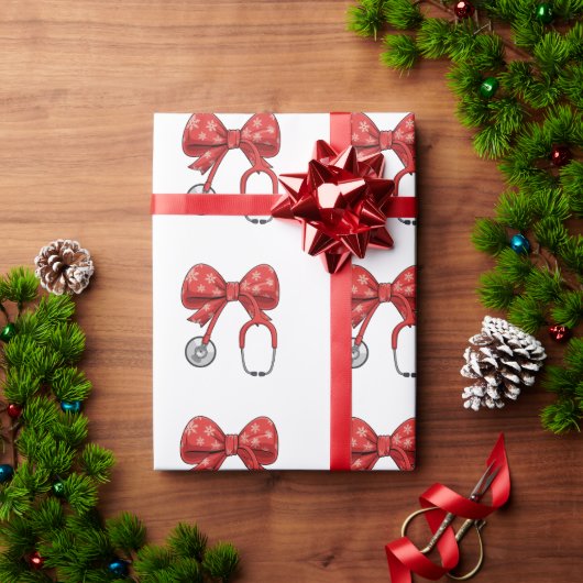 ナース 聖聴器 クリスマス リボン コケッティー ガーリー ラッピングペーパー (クリスマスギフト)