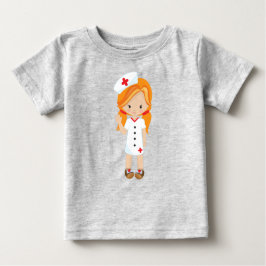 ナース、薬、医者、かわいい女の子、オレンジ色の髪 ベビーTシャツ