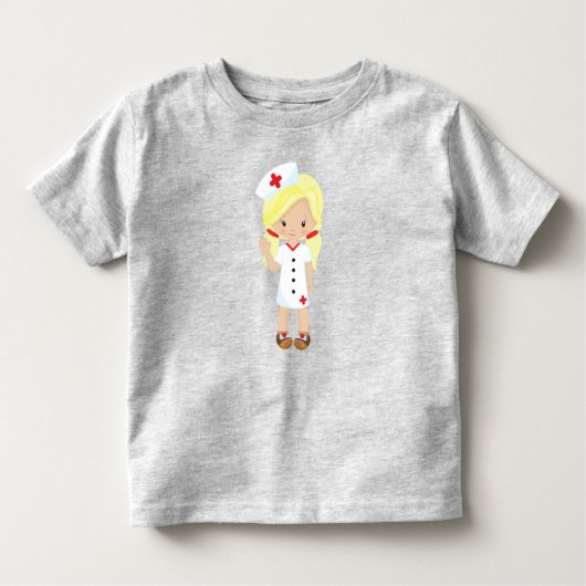 ナース、薬、医者、かわいい少女、金髪 トドラーTシャツ (正面)