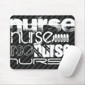 ナース、黒とダークグレーのストライプ マウスパッド (マウス)