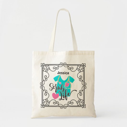 ナース- SCRUBS LIFE -おもしろい引用文パーソナライズされた トートバッグ (正面)