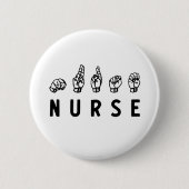 ナースASL手話看護グラッドRNギフト 缶バッジ (正面)