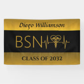 ナースBSN RN LPN卒業パーソナライズされたフェイク金ゴールド 横断幕 (横)