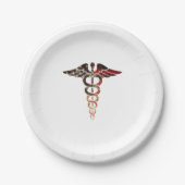 ナースDr.素晴らしEmtのための愛国国旗Caduceus ペーパープレート (正面)