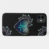 ナースEKGハートとジュエルブラックシルバーブルー Case-Mate iPhoneケース (裏面(横))