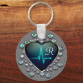 ナースEKGハートと宝石 キーホルダー (正面)