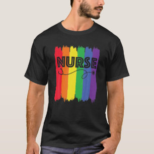 ナースLGBTレインボー登録看護ゲイプライド Tシャツ
