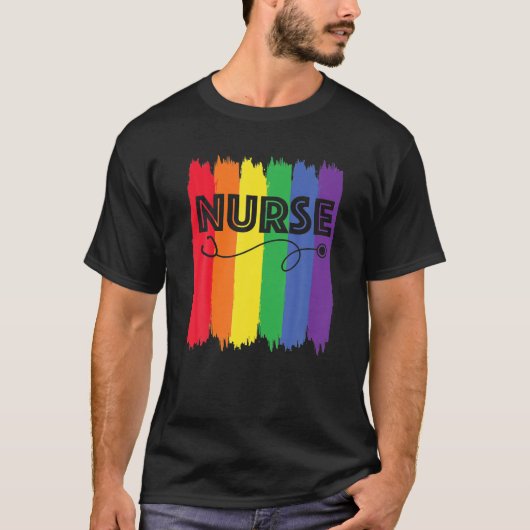 ナースLGBTレインボー登録看護ゲイプライド Tシャツ (正面)