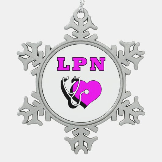 ナースLPN スノーフレークピューターオーナメント (正面)