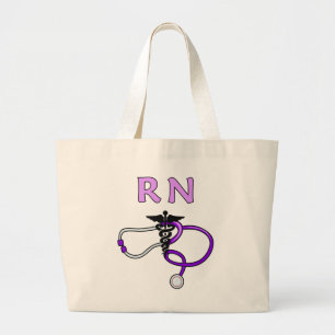 ナースRNの聴診器 ラージトートバッグ