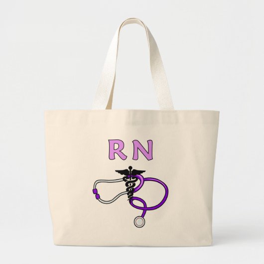 ナースRNの聴診器 ラージトートバッグ (正面)